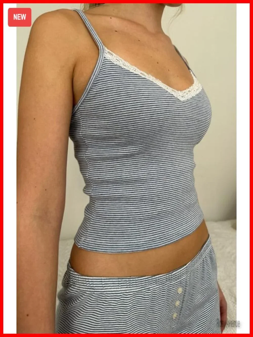 Women's 2 Piece Lace Cami Top & Shorts Pajama Set Sleeveless V Neck